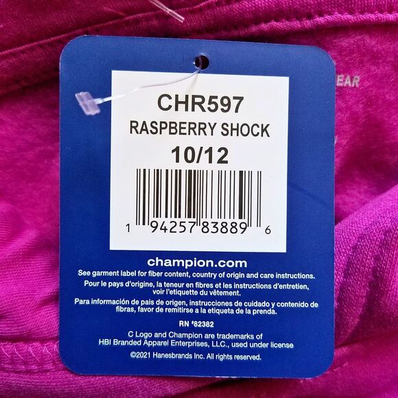 Champion Hoodie Girl's 10/12 Purple (Raspberry Shock) Graphic Fleece Pullover - Picture 5 of 5